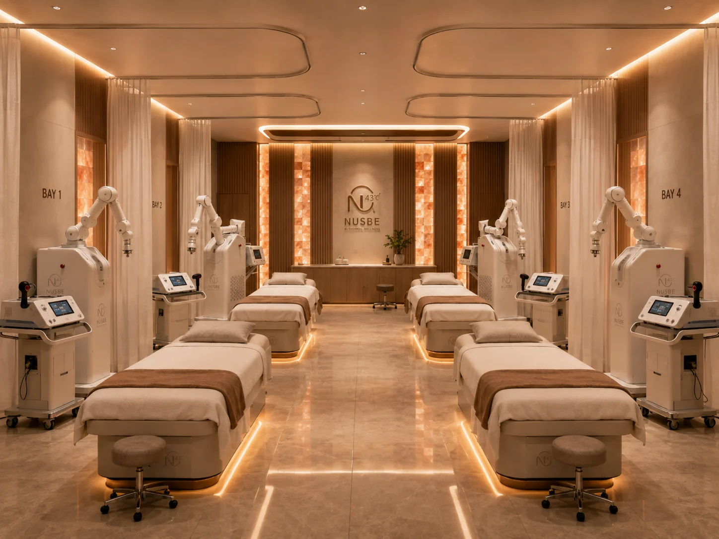 NUSBE Concept Store wellness bays with robotic equipment