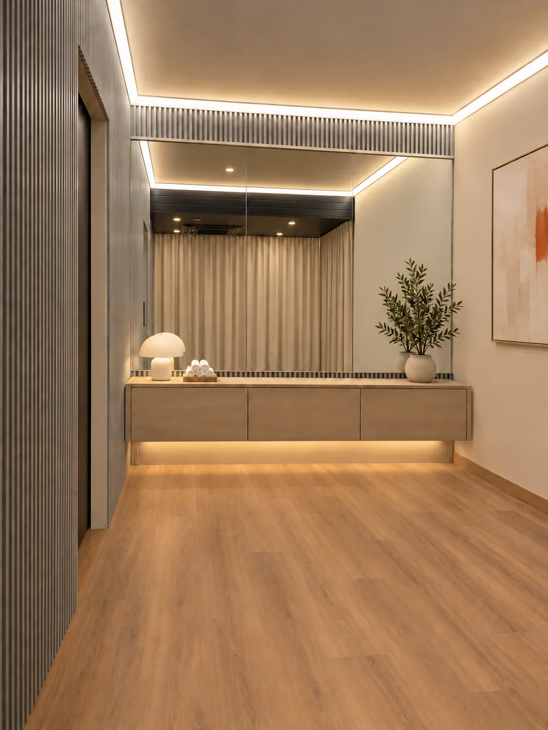 NUSBE Rimbayu interior design with the privacy curtain closed